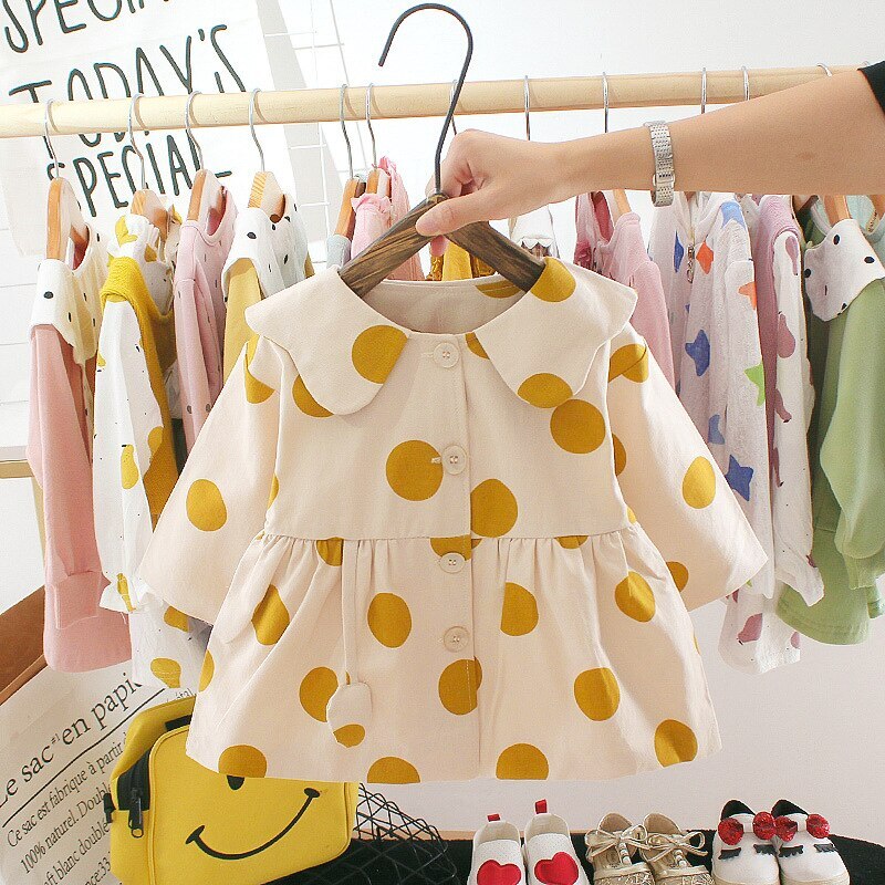 Pop Lange Mouw Baby Windjack Jas Kids Zoete Jas Herfst Kinderen Dunne Jas Baby Effen Kleur Meisje Outewear: YELLOW / 100(24M)