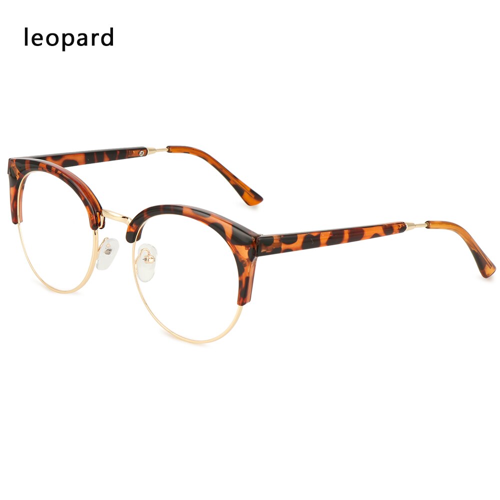Classic Retro Optical Transparent Lens Glasses Women Myopia Eyeglasses Frames Metal Spectacles Clear Lenses Women's Glasses: A-leopard