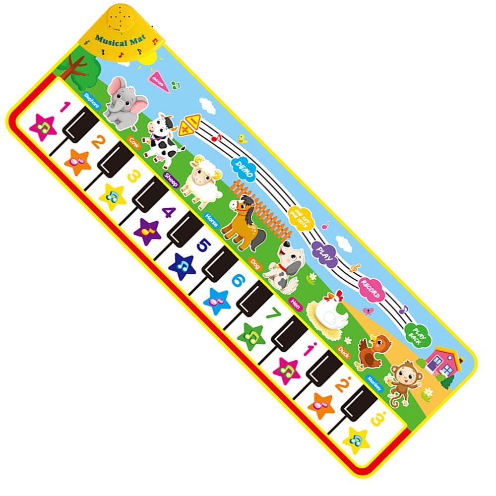 8 Styles Musical Mat with Animal Voice Baby Piano Playing Carpet Music Game Instrument Toys Early Educational Toys for Kids: E 108.5X36.5CM