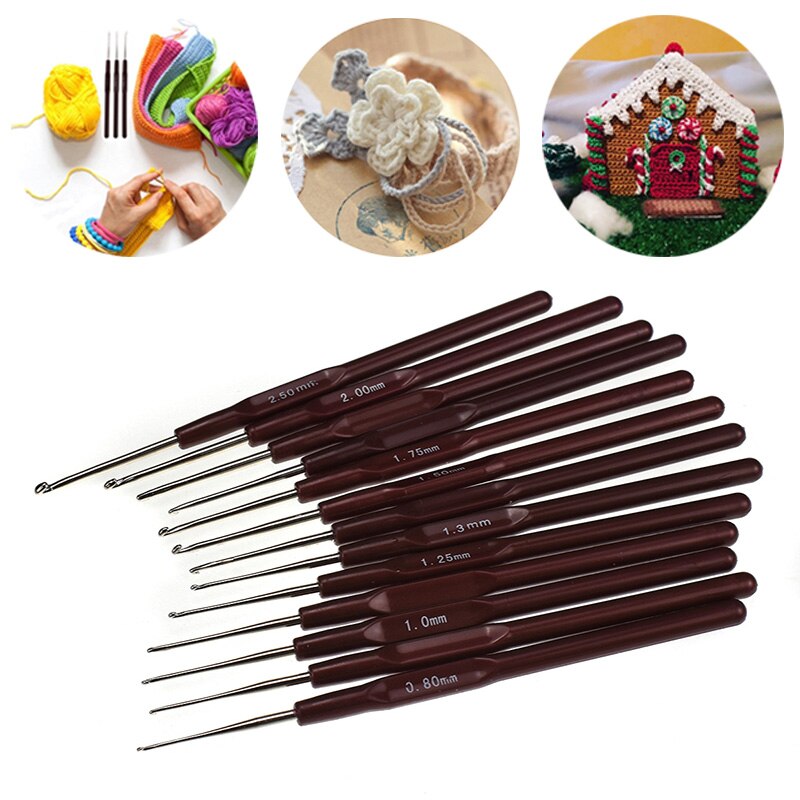 1pc Crochet Hooks with Plastic Handle Micro Crochet Needle For Knitting Lace Trim DIY Knitting Tools Supplies