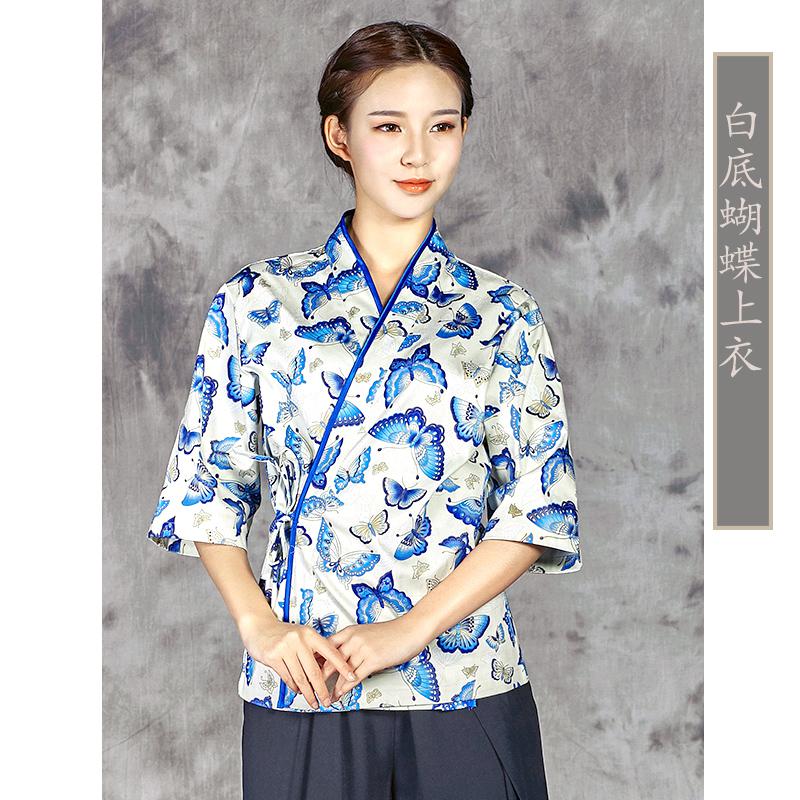 Sushi Restaurant Chef Uniform Kimono Japanese Style Print Work Clothes Pick Size: Beige / 175-180
