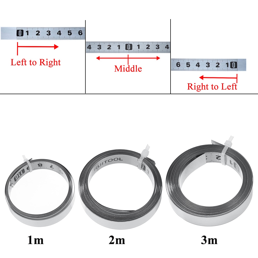 1/2/3M auto-adhésif scie à onglets piste ruban à mesurer support métrique en acier règle ruban mesures pour t-track routeur Table