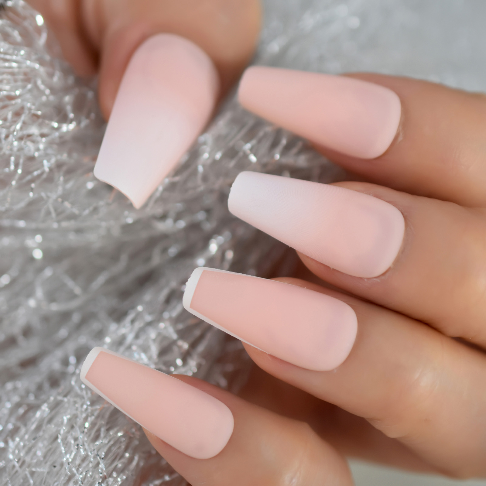 Faux-ongles en forme de cercueil de taille moyenne, couleur lait, jolis ongles, presse sur faux ongles, fournitures pour professionnels, 24 pièces/ensemble