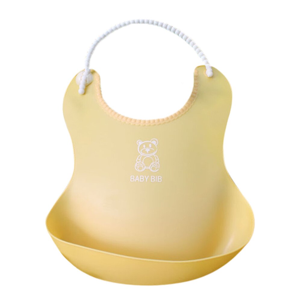 Schattige Baby Slabbetjes Kids Jongens Meisjes Waterdicht Feeding Slabbetjes siliconen Schort Speeksel Handdoek Bib Kiel Bib Cartoon Speeksel Handdoek Verstelbare: Geel