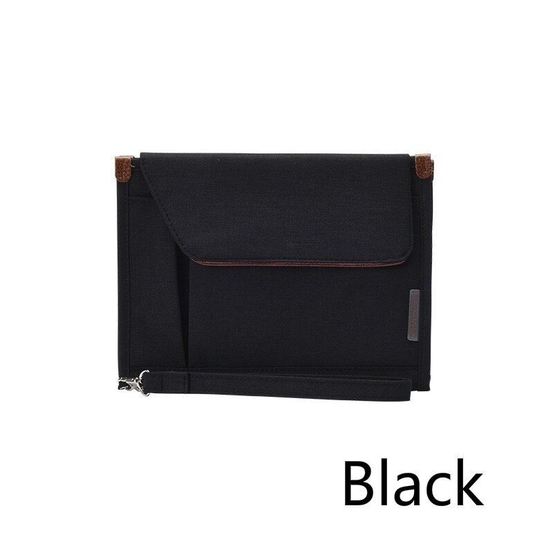 Hommes serviette pour femmes sac de rangement de fichiers multi-couches dossiers de conférence Portable multi-fonction sac de certificat de Document d'affaires: Black