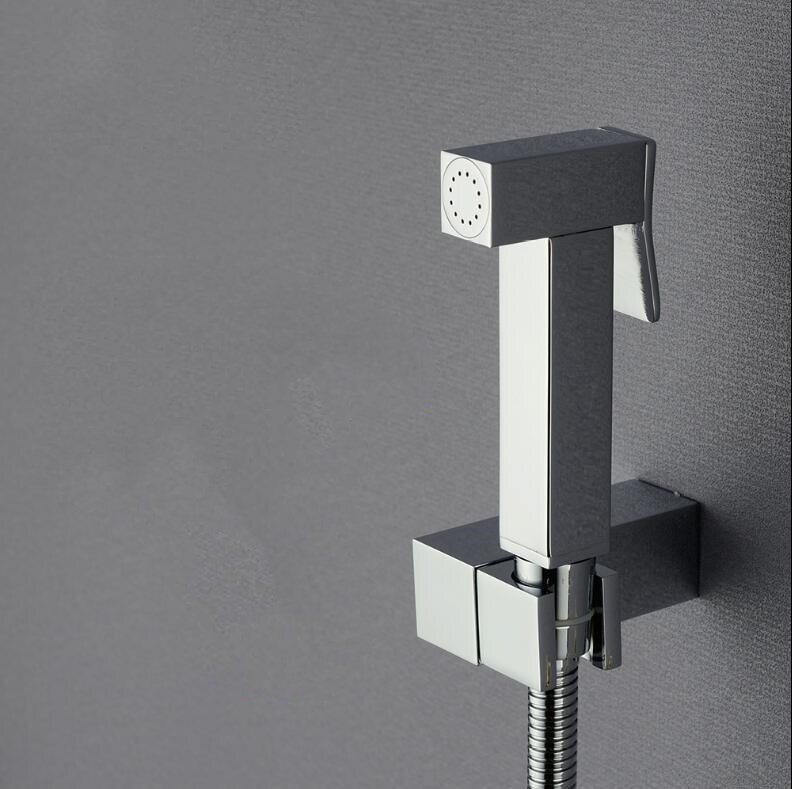 Hand held Toilet Bidet Sprayer set Kit Solid Brass Hand Bidet faucet for Bathroom hand sprayer shower head Square