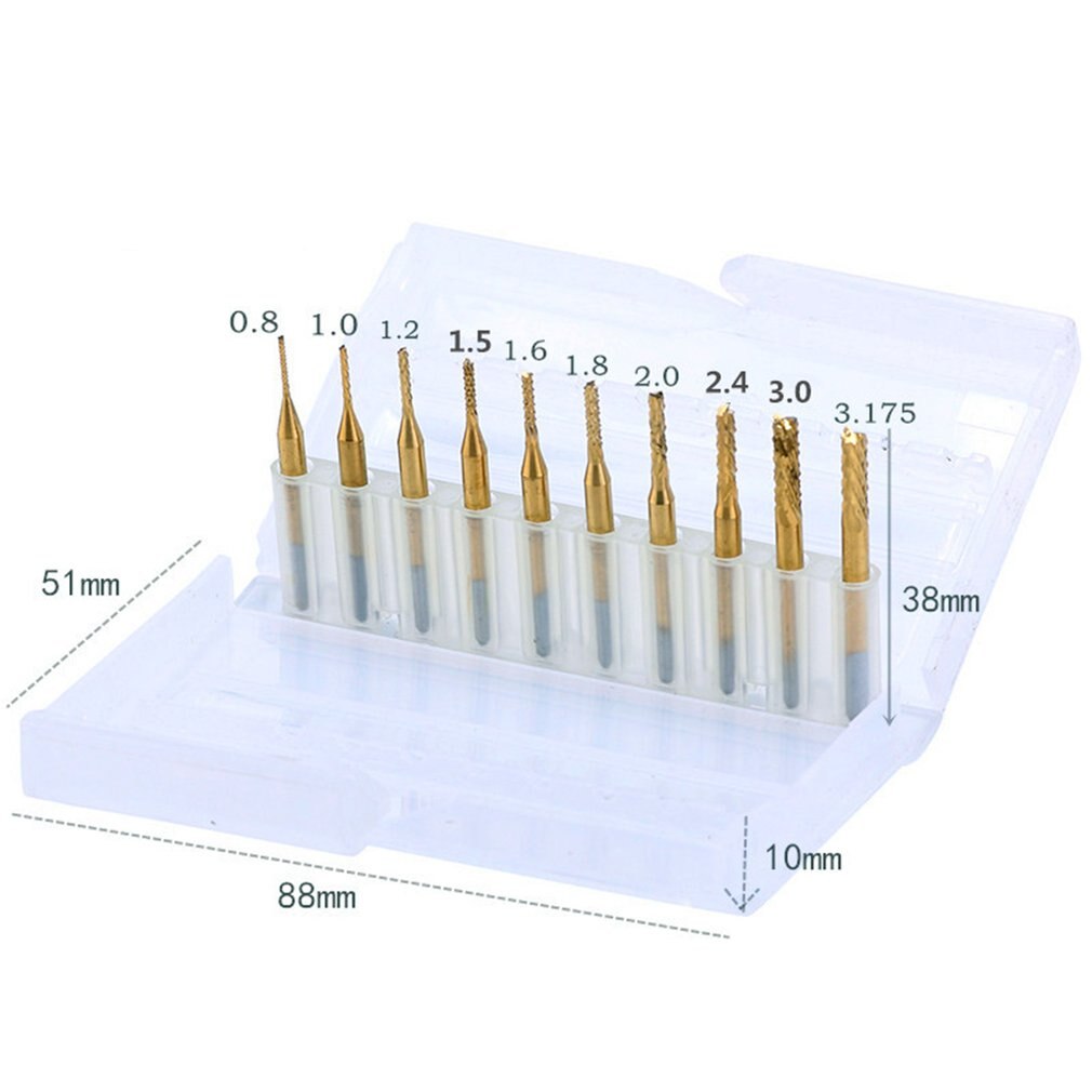 10 Stuks Set Hardmetalen Uitgebreide Pcb Corn Cutter Cnc Graveren Hout Router Maïs Frees Pcb Boor