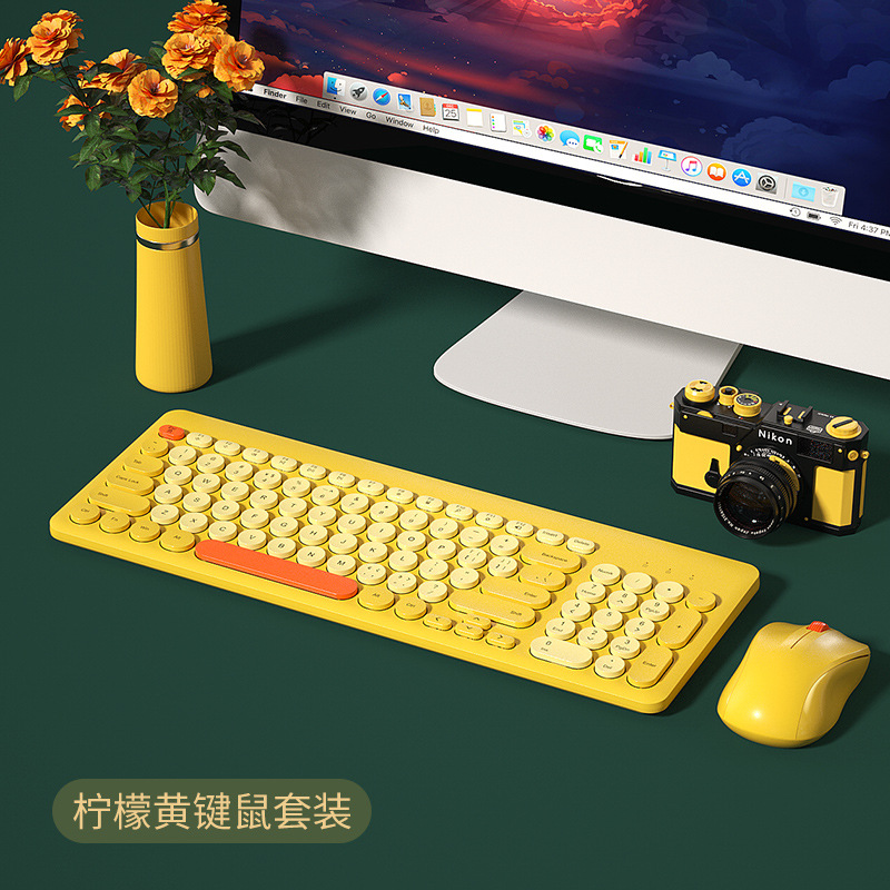 2,4G Drahtlose Tastatur Und Maus Kombination Tragbare Gaming Tastatur Mute-Taste Mini Tastatur Und Maus Kit PC Gamer LaptopUSB: Gold