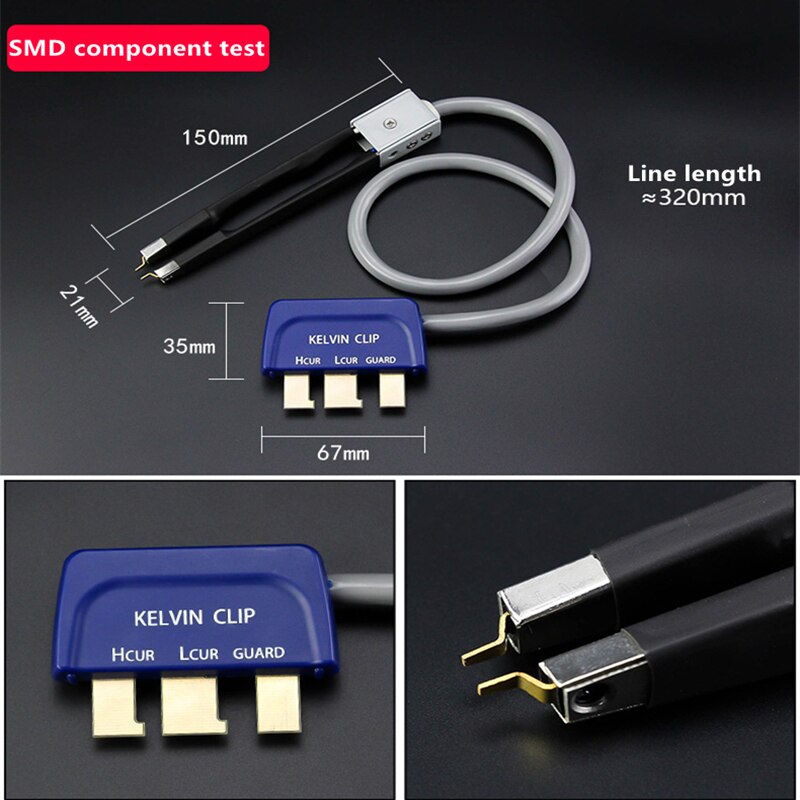 Electrical bridge digital meter test lead kelvin clip test hook clamp instrument cable smd patch tweezers coating superiot