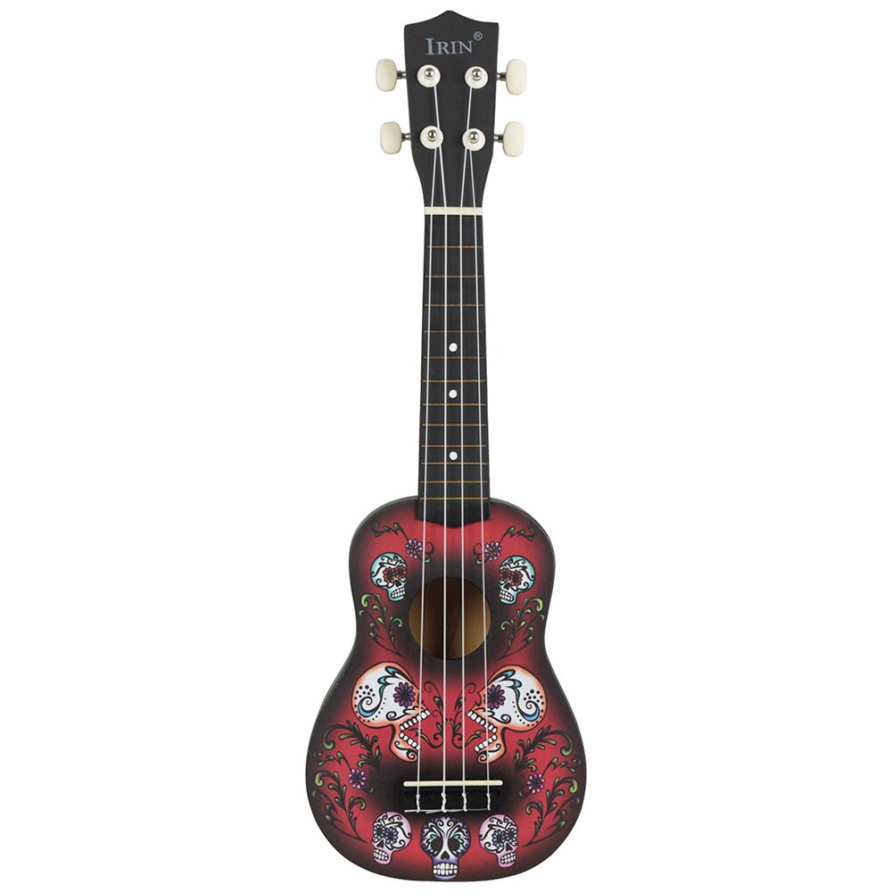 M MBAT-ukelele de tilo de 21 pulgadas para niño, instrumento Musical de 4 cuerdas, guitarra hawaiana, bolsa de ukelele, de Navidad: Skull