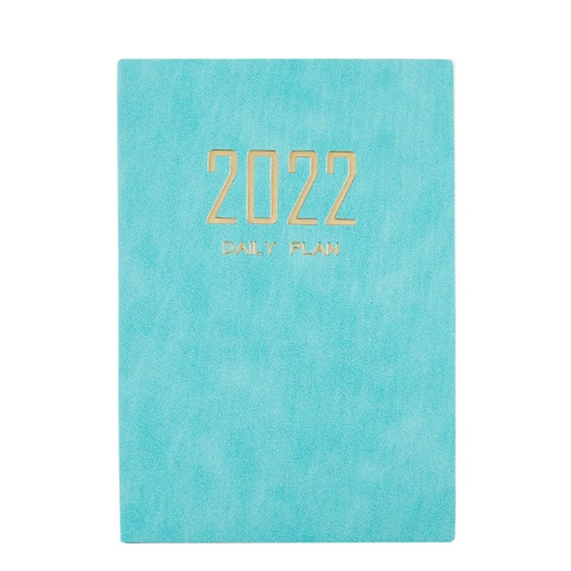 2022 PU Planner Schedule A5 Daily Planner Hourly Timetable Dated Ruled Daily Pages Ribbon Bookmark for Office Women Men: blue