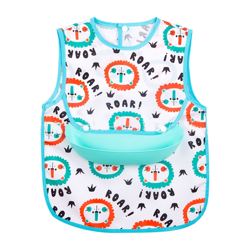 XXFE impermeabile Baby Cartoon stampato bavaglino bambini senza maniche pittura grembiule neonato grembiule Burp panno Saliva asciugamano: 3-L