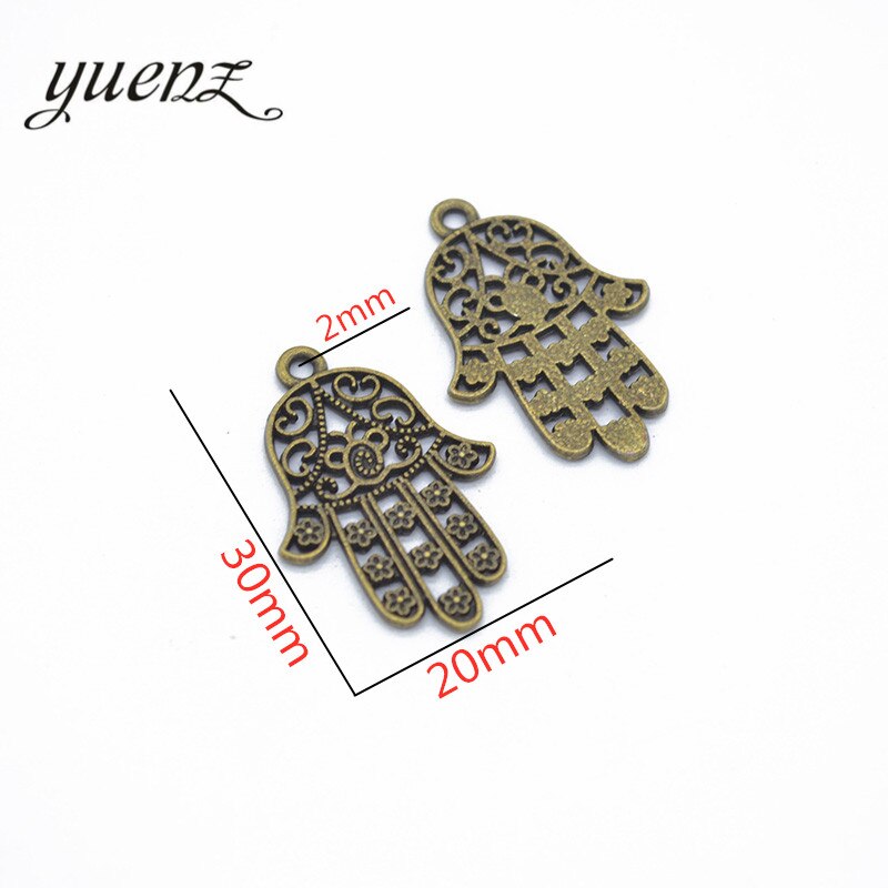 Yuenz 10 Pcs 6 Kleur Antiek Zilver Kleur Hand Van Fatima Charms Hanger Diy Handgemaakte Sieraden Accessoires 30*20mm I119