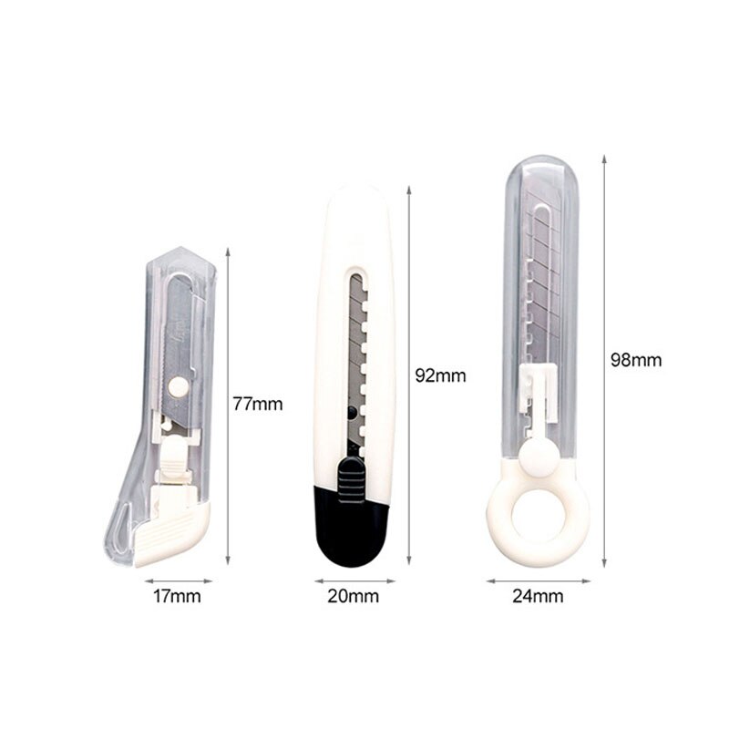 Mini Retractable Utility Knife Portable Transparent Box Cutter with Snap Off Blade and Slide Lock Art Handmade Cutter Stationery