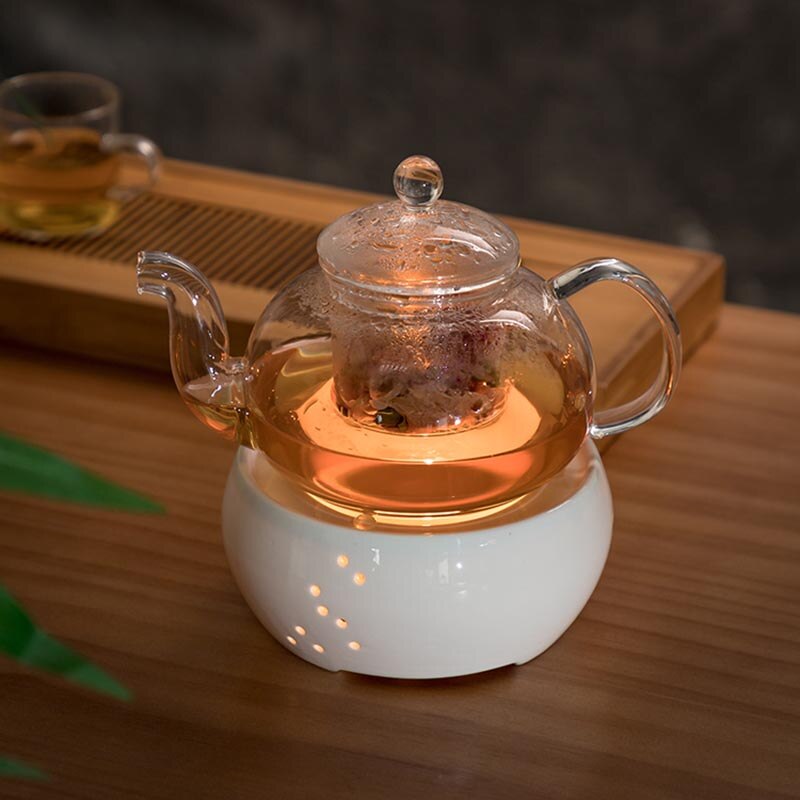 White Ceramic Candle Heater Tea Pot Heating Base Boiled Flower Tea Heated Insulation Base Tea Accessories Coffee Warmer