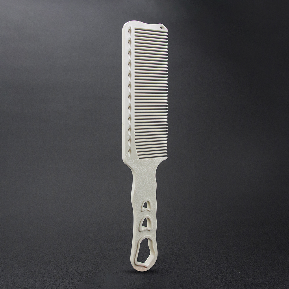 Barbershop olie hoved klipper kam bred tand flad top kam varmebestandig frisør hårstyling værktøj frisør klipning kam: Hvid