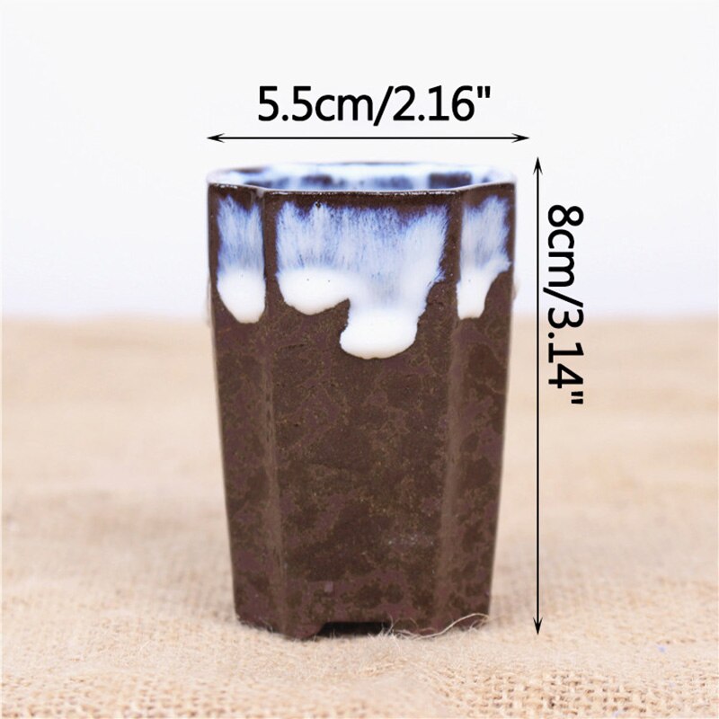 Ceramic Succulent Flower Pot Polygonal Purple Clay Pot Simple Home Garden Bonsai Pot Thumb Basin: G