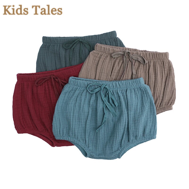 Pantalones cortos informales de verano para niñas, bombachos de algodón y lino de color puro, para la playa, 9M-4T, SJR-249