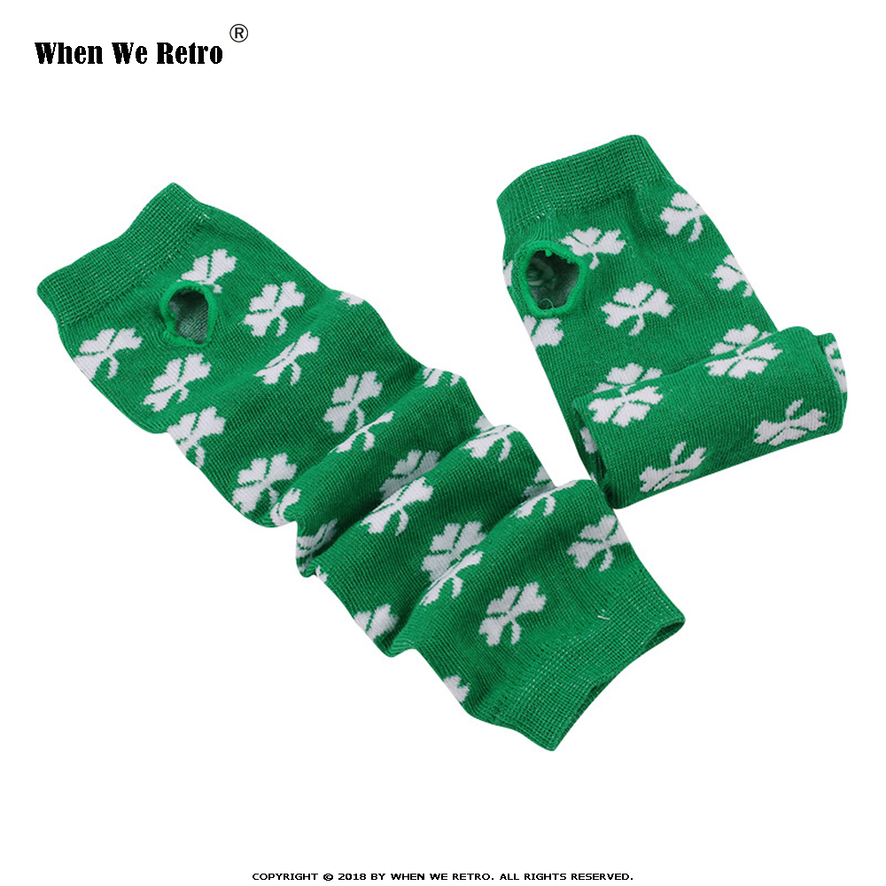 When We Retro Autumn Winter Wrist Arm Hand Arm Warmers Knitted Long Fingerless QY0491 Sleeve Fingerless Gloves Soft Warm Mitten: Green Print
