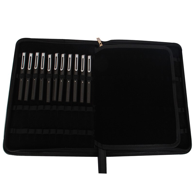 1 Pc Black Vulpen Kleur Pu Leather Storage Case Houder Voor 48 Pennen