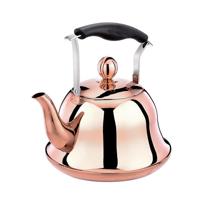 2L 304 Edelstahl Teekanne Rose Gold Tee Kaffee Wasserkocher Pfeifen Wasserkocher mit Infuser verlieren Blatt für Herde Induktion Kupfer: A