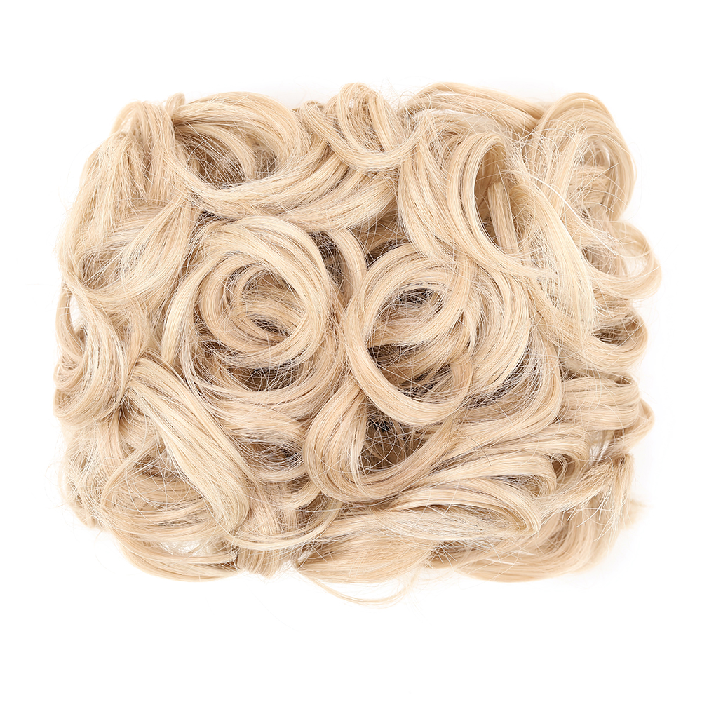 Coque bagunçado coque de cabelo premium sintético encaracolado prato de cabelo pentes de metal em elegante scrunchie bun extensão de cabelo para mulheres: 4/27HL