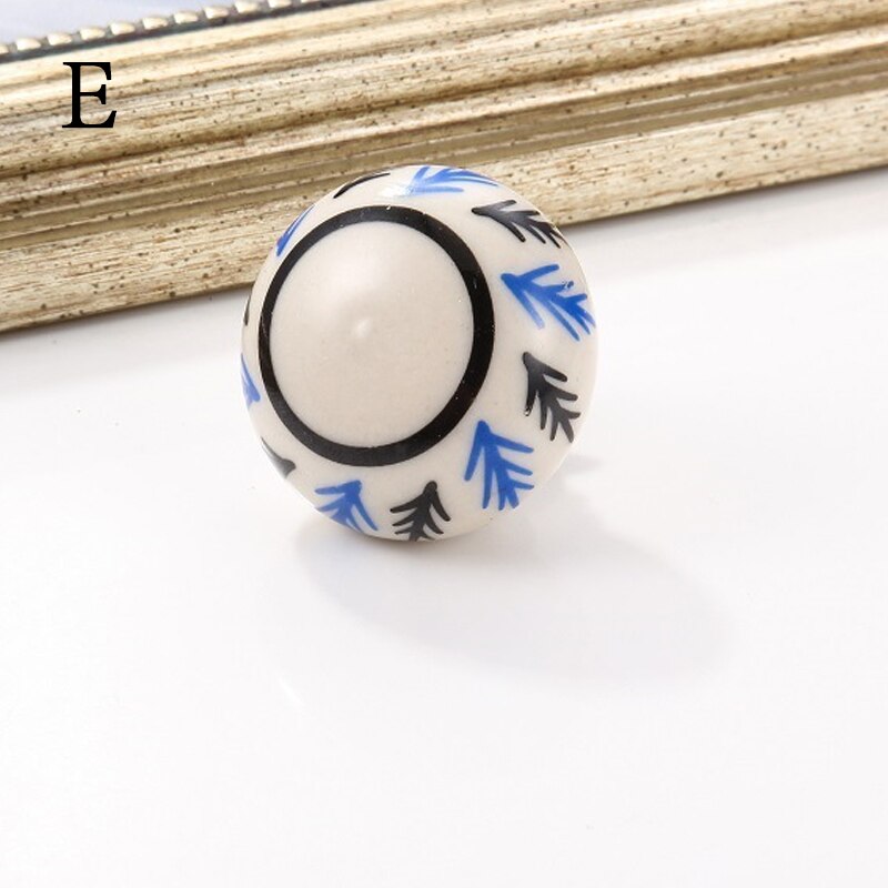 1Pc Keramische Gedrukt Deurknop Voor Kast Lade Kast Handvat Kast Kledingkast Meubels Deur Handgrepen Knoppen: E