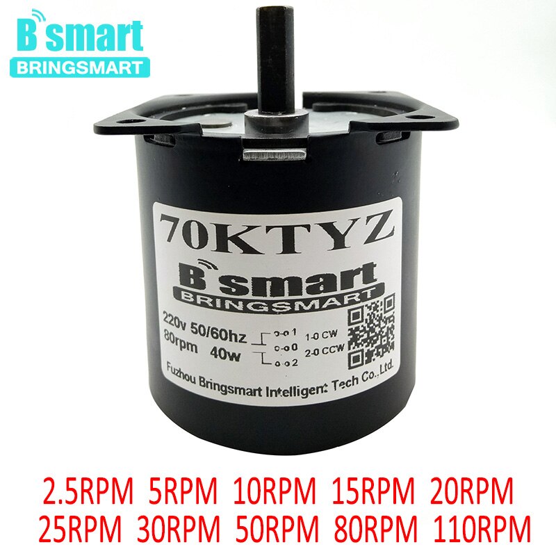 Permanent Magnet Gear Motor 220V 70KTYZ Synchronous Motor 50Hz 60Hz 2.5-110rpm Reverse Forward Motor For Barbecue Table etc.