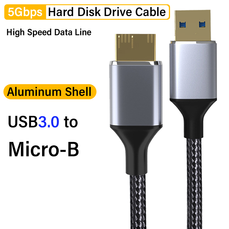 Hard Disk Drive Micro B Cable USB 3.0 Type C to Micro B 5Gbps Data Cable Adapter for PC Phone External Hard Drive Camera Disk: Red / 1.2m