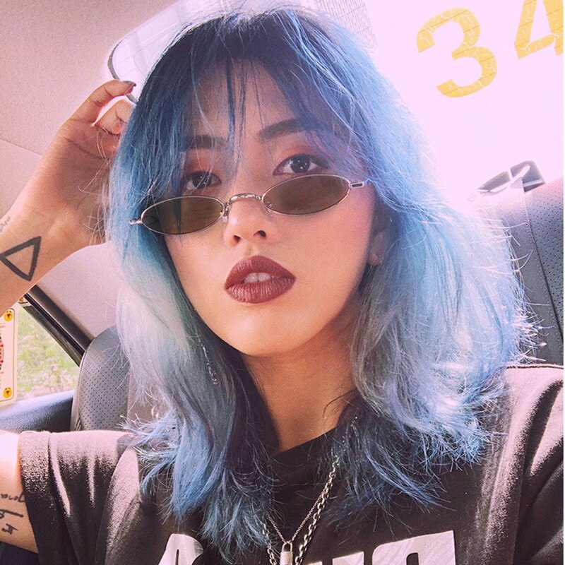 UEESHOP-gafas de sol Okulary Vintage para hombre y mujer, lentes de sol ovaladas pequeñas, de , antiazul