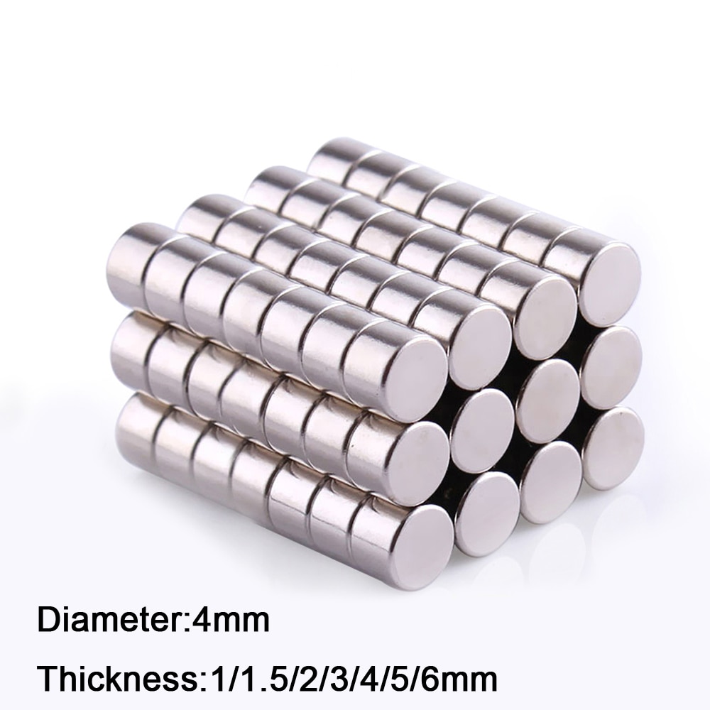 10pcs 4mm Diameter Round Neodymium Magnets 1/1.5/2/3/4/5/6mm Thick Rare Earth Strong Crafts Permanent Magnet N35