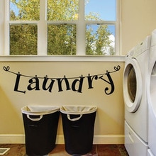 Laundry Room Decor Wall Stickers Bathroom Background Home Decoration Mural Art Decals Letters Pattern Wallpaper