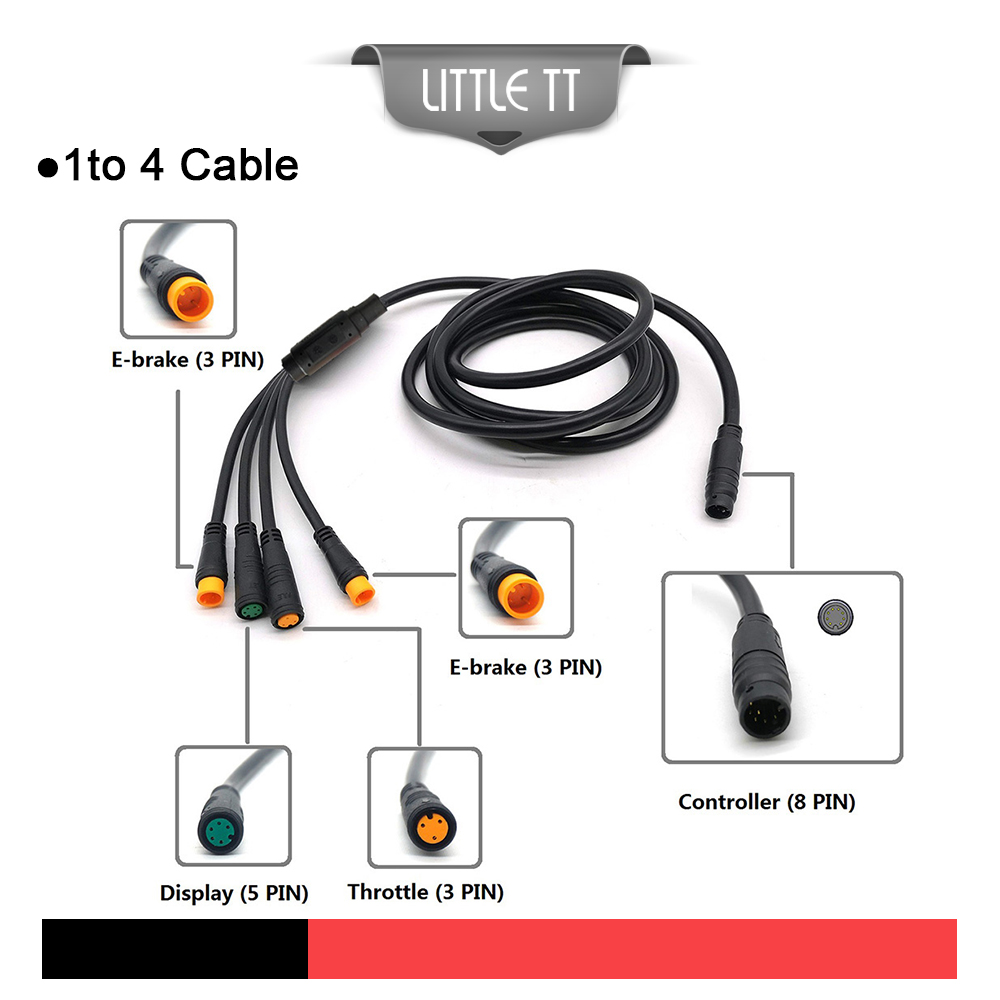 Ebike julet 1 t 4/1 t 5 vattentät kabel för styrenhet/ljus/ebroms/gasreglage/display ebike konverteringskabel