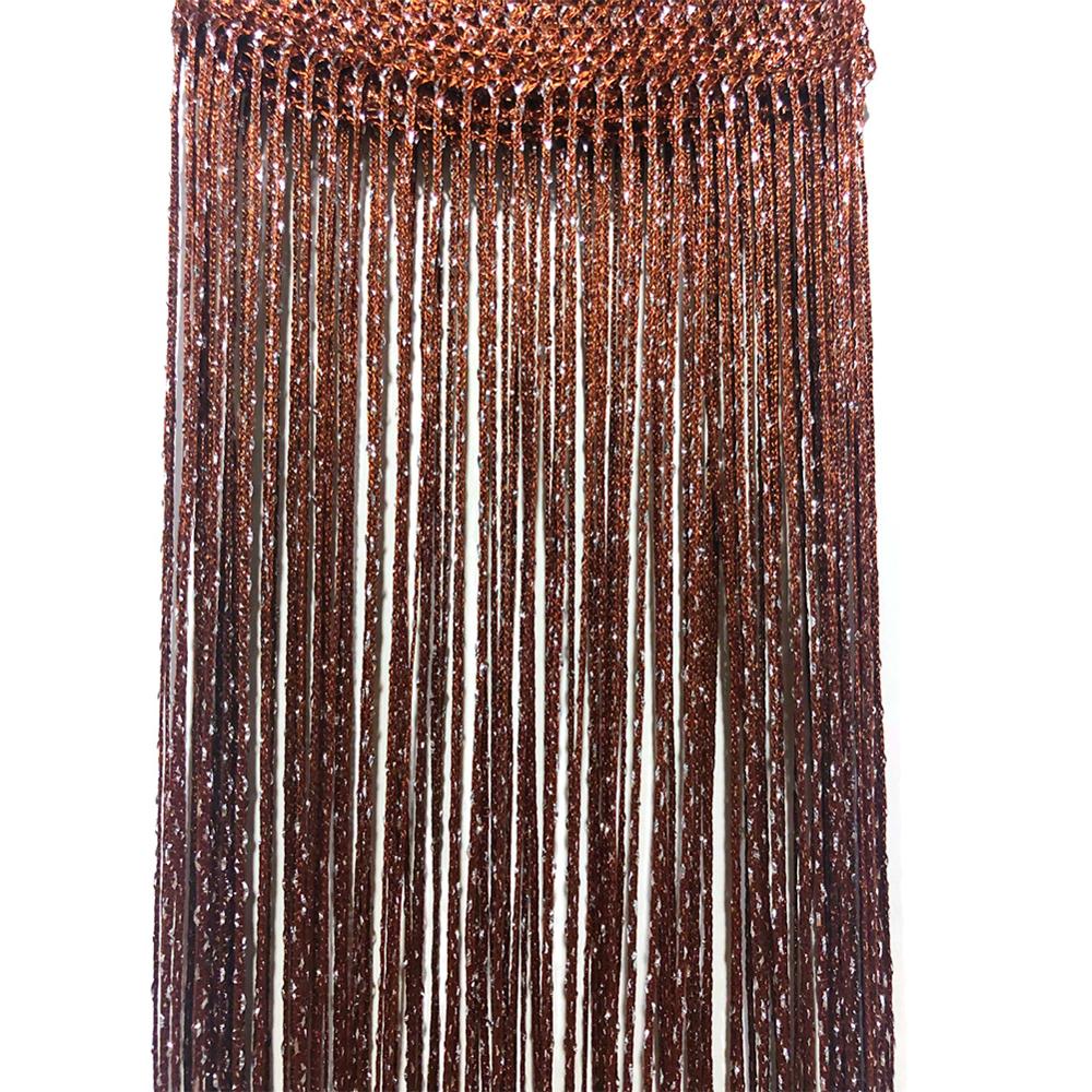 Decorative Silver Silk Curtain Shiny Tassel Window Glass Panel Room Partition Board Fly Screen Door Suspension: Chocolate