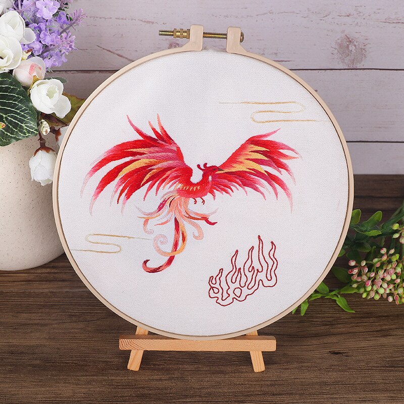 Chinese Flower Printed Embroidery kit with Hoop for Beginner Cross Stitch Needlework Swing Art Craft Painting Home Decor: 3