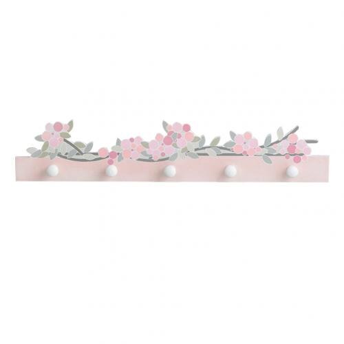 Estilo nórdico de dibujos animados pasillo sala de estar puerta llave sencilla gancho colgador para ropa: Pink Flower Five