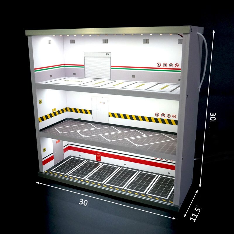 1/64 Auto Anzeige Schrank 1:64 Modell Auto Parkplatz Szene Stütze Garage Schrank: weiß