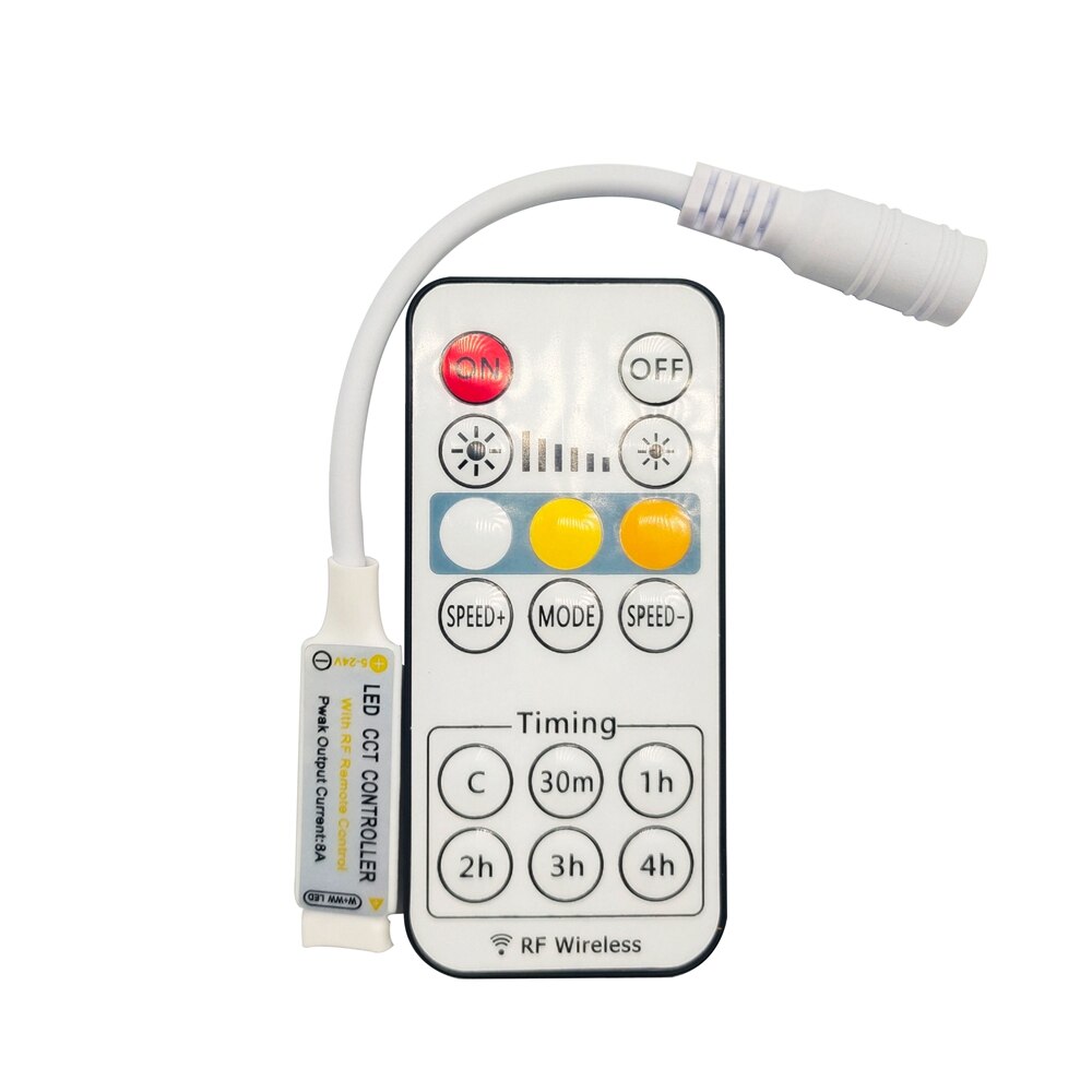 LED CCT Controller 16key RF Wireless Remote for 5050 WW+CW LED Strip with Timmer Function Timing Adjust Controller DC5-24V 8A: Default Title