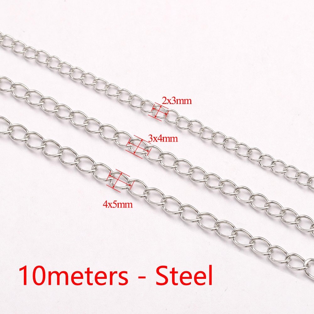 10 mètres Chaînes Collier en acier inoxydable 3x4mm Bijoux bricolage pour Collier Bracelet Making broche anklet Extension chaîne gros: 10meters Steel / 3x4mm