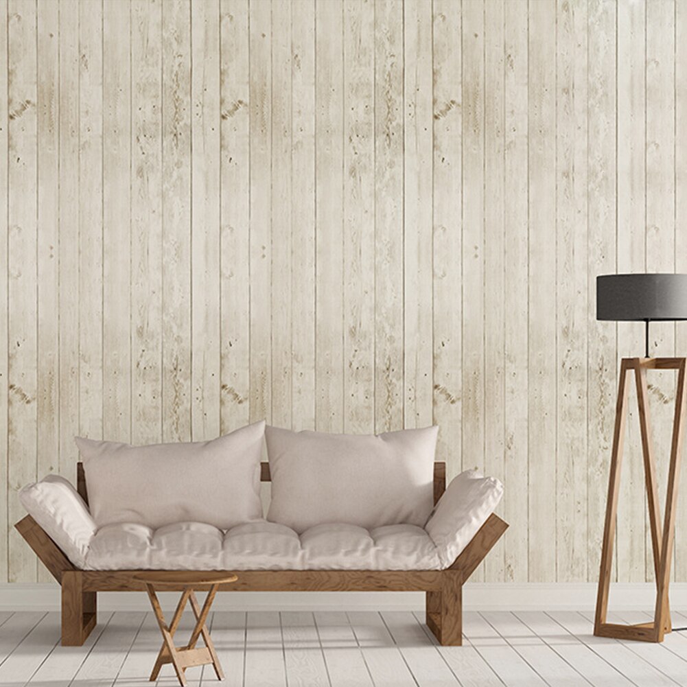 Papel tapiz de madera autoadhesivo, pegatinas de vinilo y pelar de 1.5ftX2 0ft/rollo para pared, color blanco Vintage