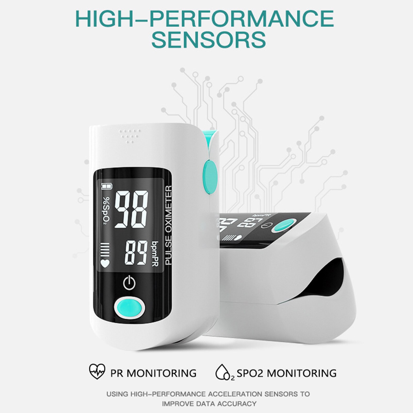 Fingertip Pulse Oximeter Blood Oxygen Saturation SpO2 & PR Monitor 8S Quick Measure Pulse Rate Measurement Meter for Home Sports