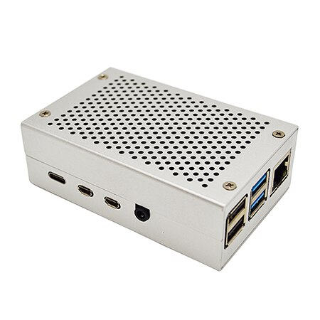 Raspberry pi 4B case aluminum alloy metal with 3pcs Aluminum Heatsink Radiator Cooling Kit Cooler: silver case