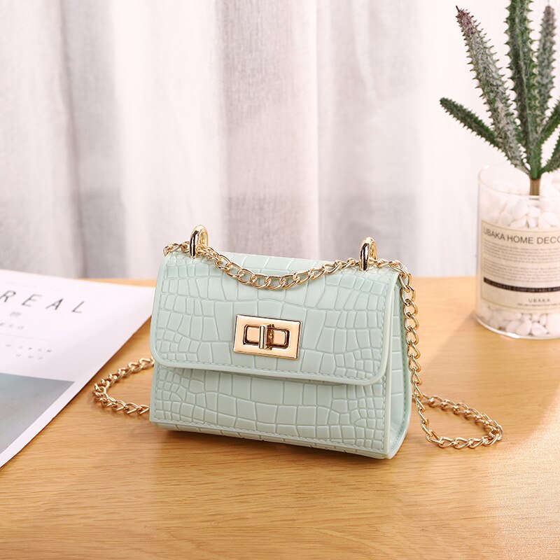 Mini bolso de gelatina de cuero para mujer, cartera de mano con perlas para , monedero,: green