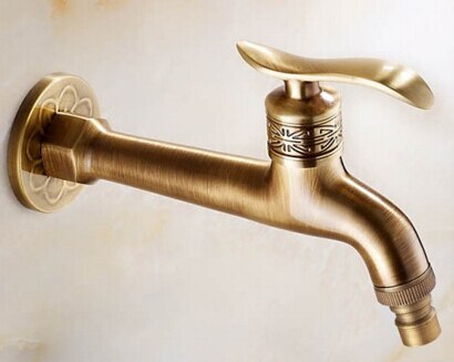 Long Antique brass decorative garden faucets single cold bibcocks washing machine tap outdoor faucet: Light yellow
