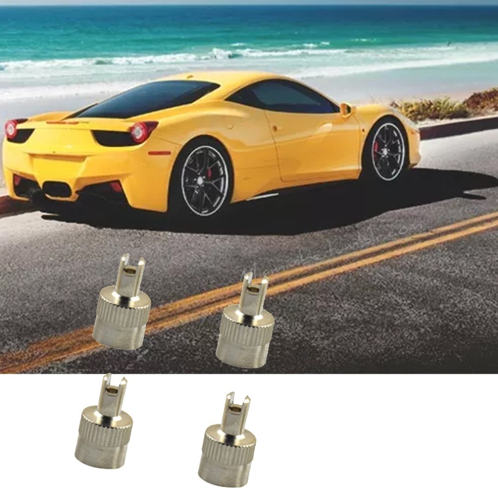 4 stuks Koperen Sleufschroeven Voertuig Wiel Tool Cap Ventieldopjes ONS Type Core Removal Tool Voor Auto 'S Voertuigen