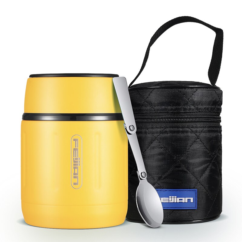 FEIJIAN – boîte à déjeuner, Thermos alimentaire 18/10 en acier inoxydable, conteneurs de soupe alimentaires portables adaptés à la maison et au voyage, gobelet de 500ML