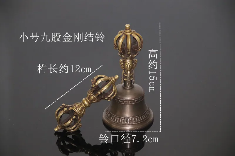 Nepal Tibetaanse Klokken Klinken Handgemaakte Koperen Vajra Bel En Stamper Meditatie Tool Geluid Genezend Instrument Boeddhist Levert: Army Green