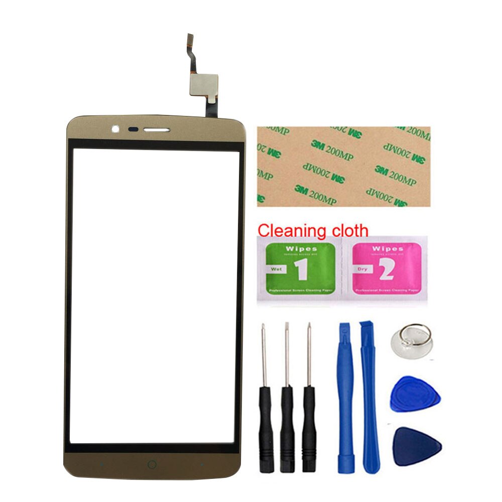 Panel de pantalla táctil de teléfono para Elephone P8000 Sensor de pantalla táctil Lente de Cristal Frontal pieza de reparación herramientas 3M pegamento: Gold With Tools