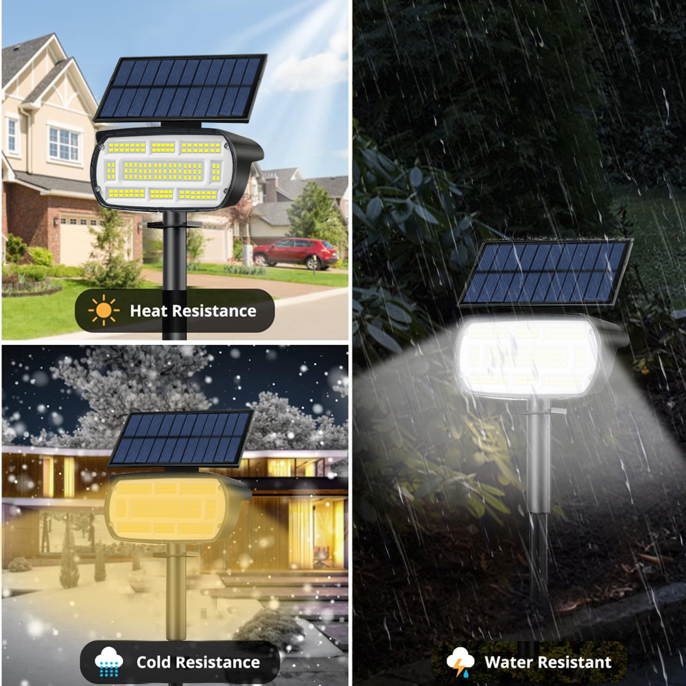 136 LED Solar Spot Landscape Lights Outdoor Waterproof Large Area Lighting Solar Spotlights Garden Pathway Driveway Walkway