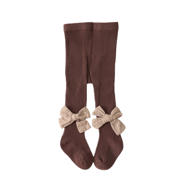 0-4y outono inverno kawaii adorável bebê menina meia-calça collants tricô bowknot inferior malhas quentes calças leggings 5 cores: Marrom / 21-23 for 1-2Y